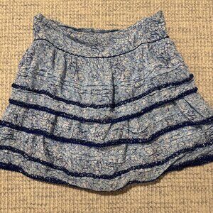 Poupette St Barth Sz L Blue Floral Skirt